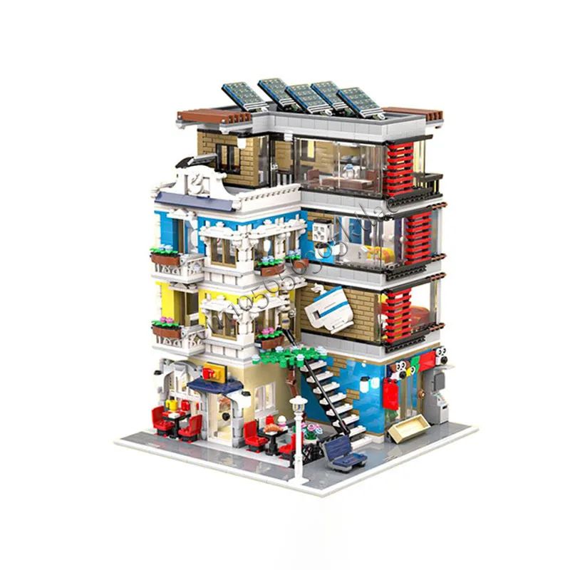 3446 Parts Angular Corner Café Pets Shop And House Children Puzzle Assembly DIY Building Blocks Popular Birthday Christmas Gift