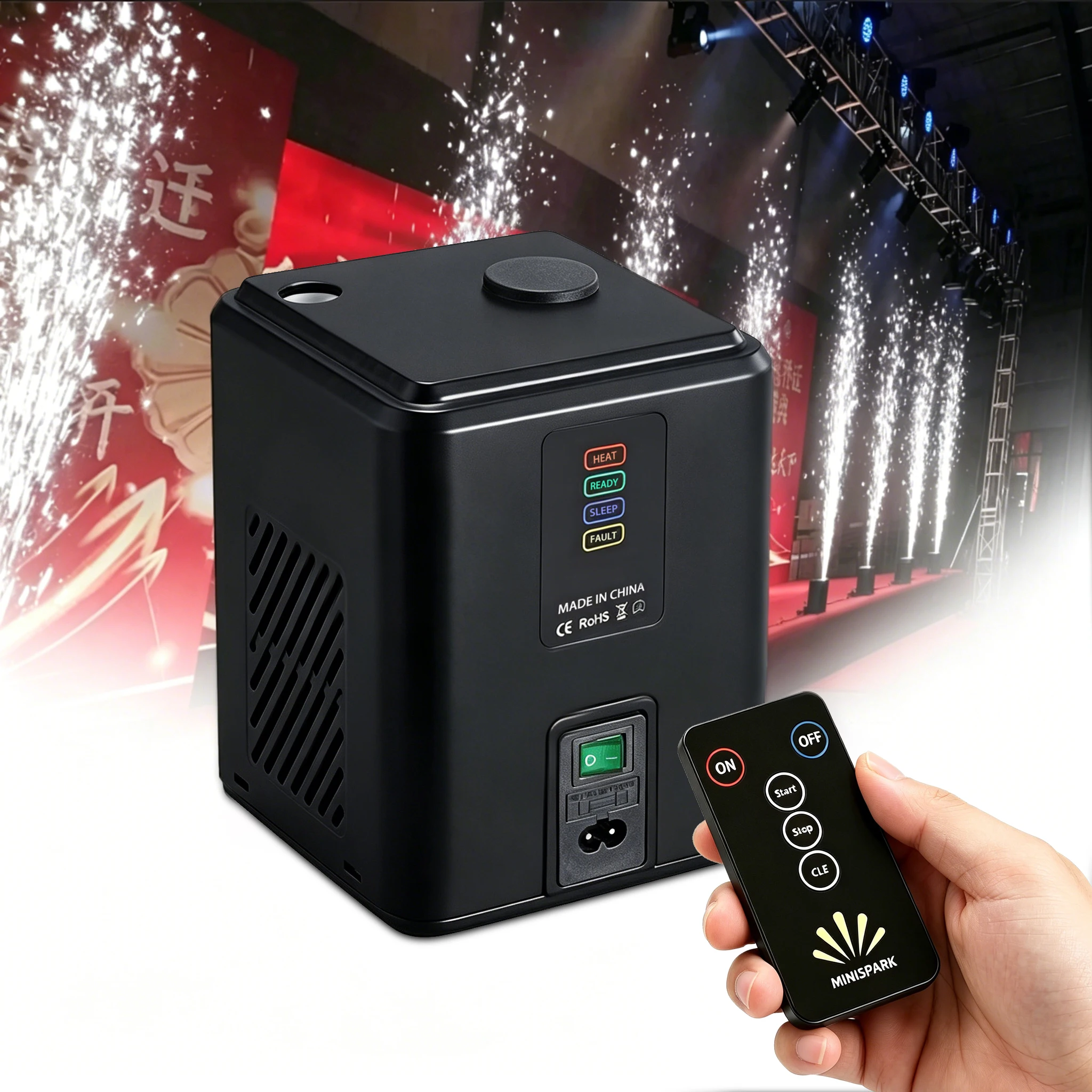 

350W Cold Spark Machine Remote Control Stage Fireworks Fountain Machine for Wedding Party Birthday Event 2.5-3.5m Height