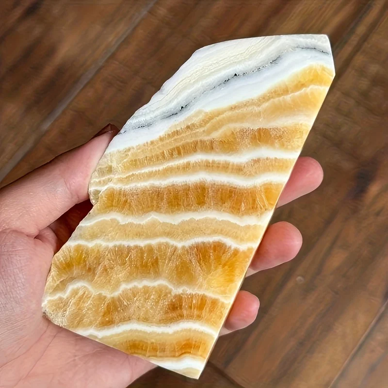 1pc CRYSTALHOLA Orange Calcite Crystal Specimen - Bohemian Mineral Crystal with Orange Color, Self-Standing freeform mineral for