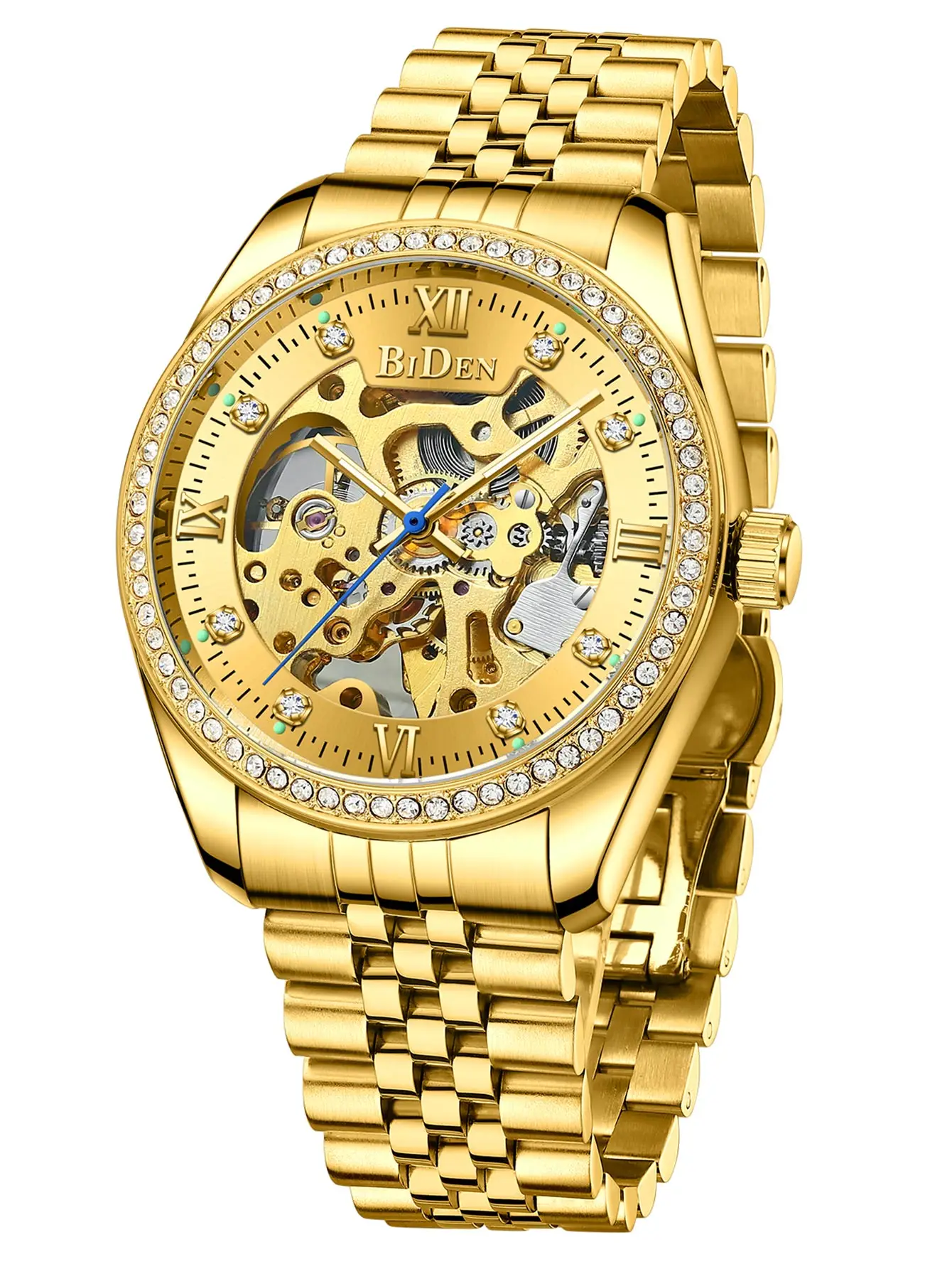 

BIDEN precision mechanical men's watch high-quality solid steel strip 30M waterproof night light pointer comes with a watch box