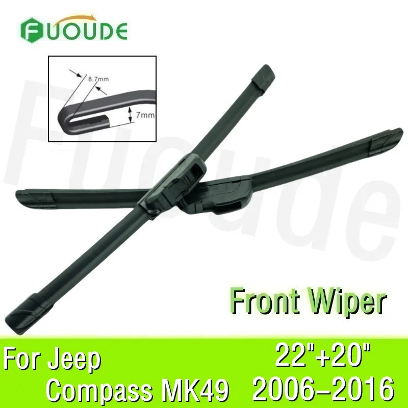 

Wiper Blade For Jeep Compass MK49 20"+22" Car Windshield Windscreen Rubber 2006 2007 2008 2009 2010 2011 2012 2013 2015 2016