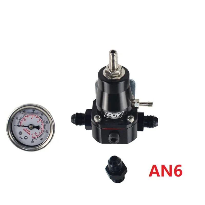 RESO   Universal 30-70 PSI  Car Fuel Pressure Regulator Gauge 3 AN6 Fitting 3 Washers Kit