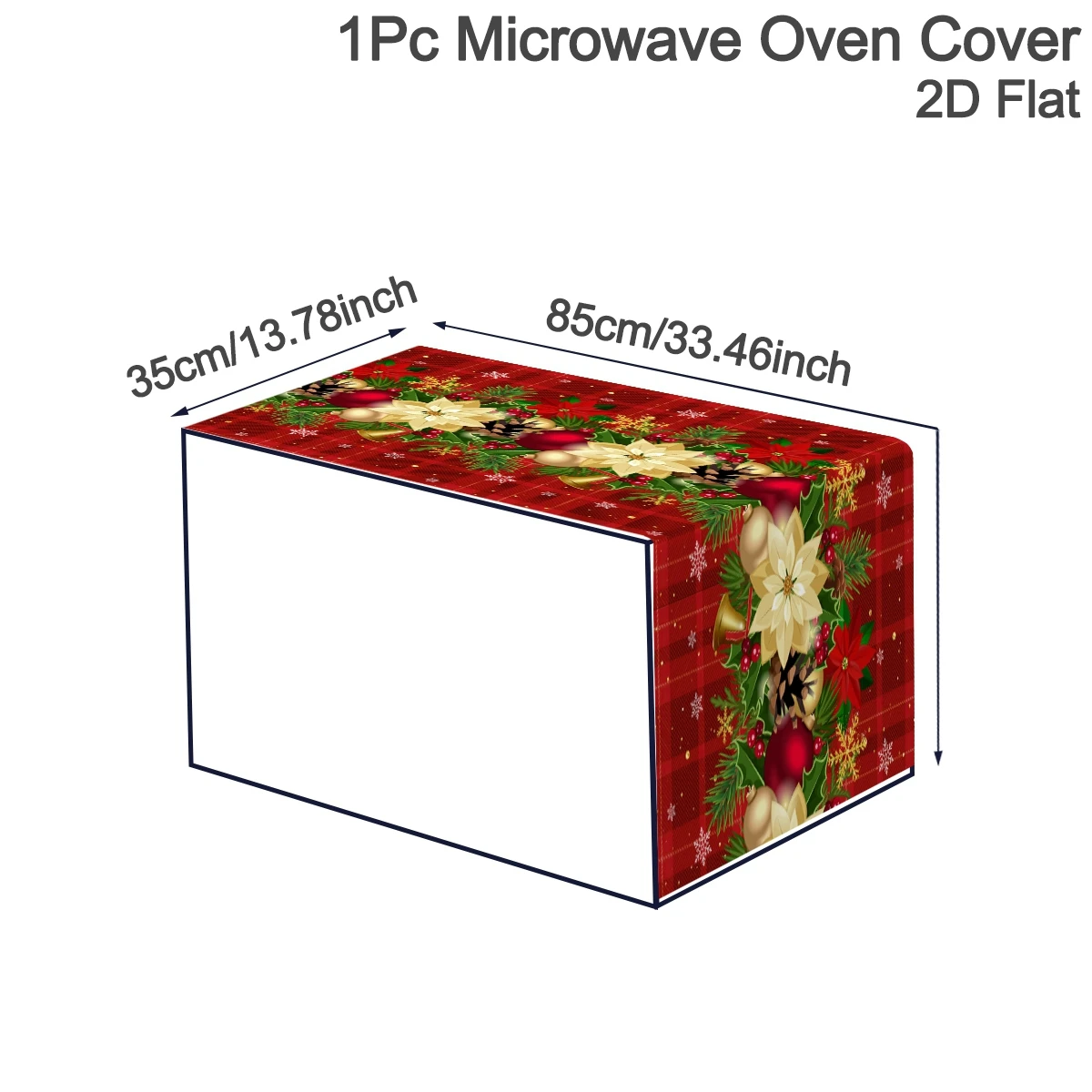 Christmas Microwave Cover Poinsettia Flower Design Polyester Microwave Protector for Christmas Countertop Decor Kitchen Ornament