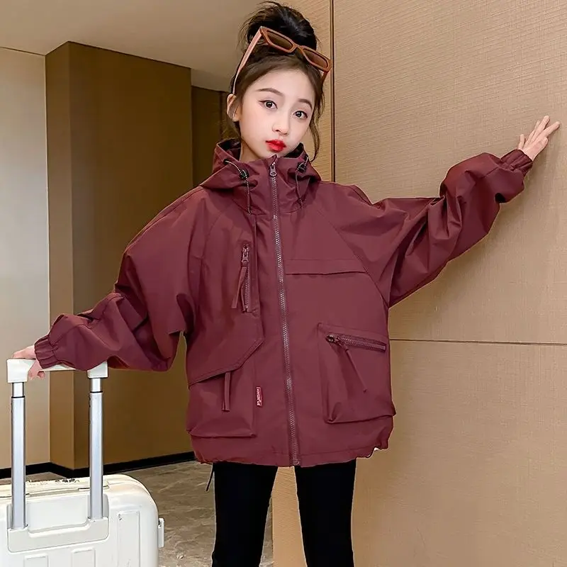2025 New Winter Kids' Padded Jacket Cotton Padded Thickened Hooded Oversized British Style Tween Boys Girls Loose Trendy Coat