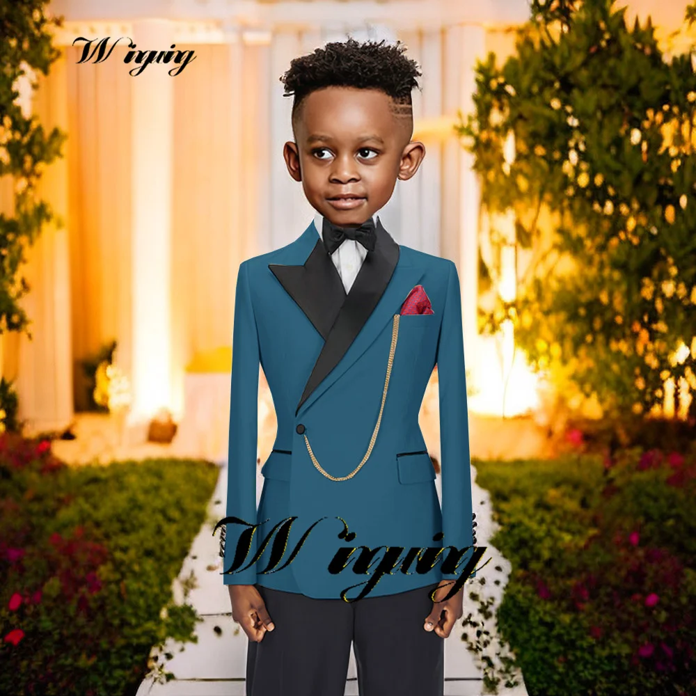 Boys Wedding Tuxedo Kids Suit Custom Jacket Pant 2 Piece Formal Party Clothes Teen Festival Blazer costume enfant garçon mariage