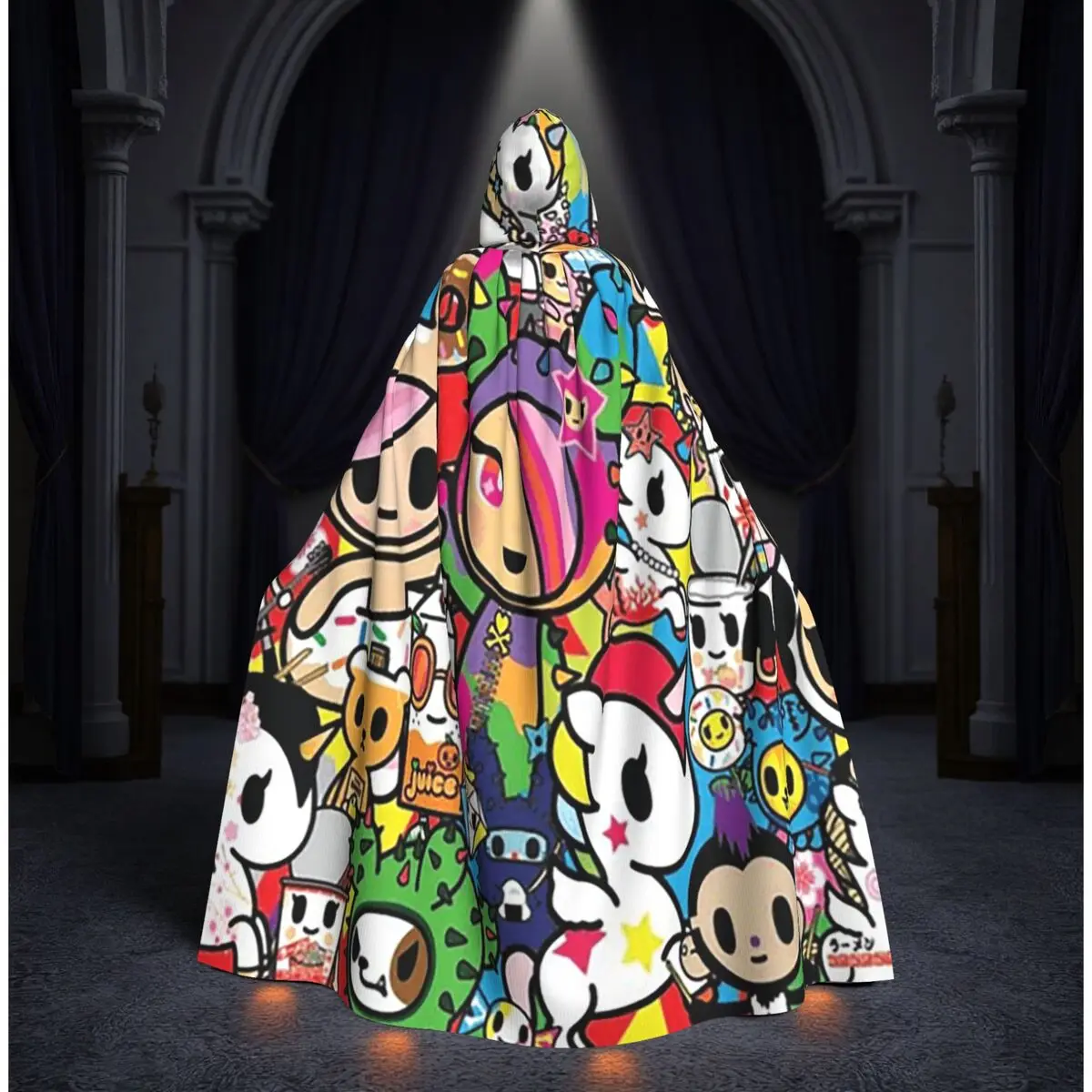 

Tokidoki Kawaii Donutella Sandy Unicorno Long Hooded Cloak Witch Medieval Costume Cosplay Cape HalloweenParty Adult Unisex