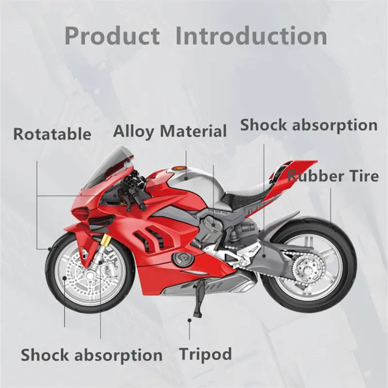 1:12 Panigale V4S Corse Assembly Version Alloy Motorcycle Model Diecast Metal Racing Motorcycle Model Sound Light Kids Toys Gift