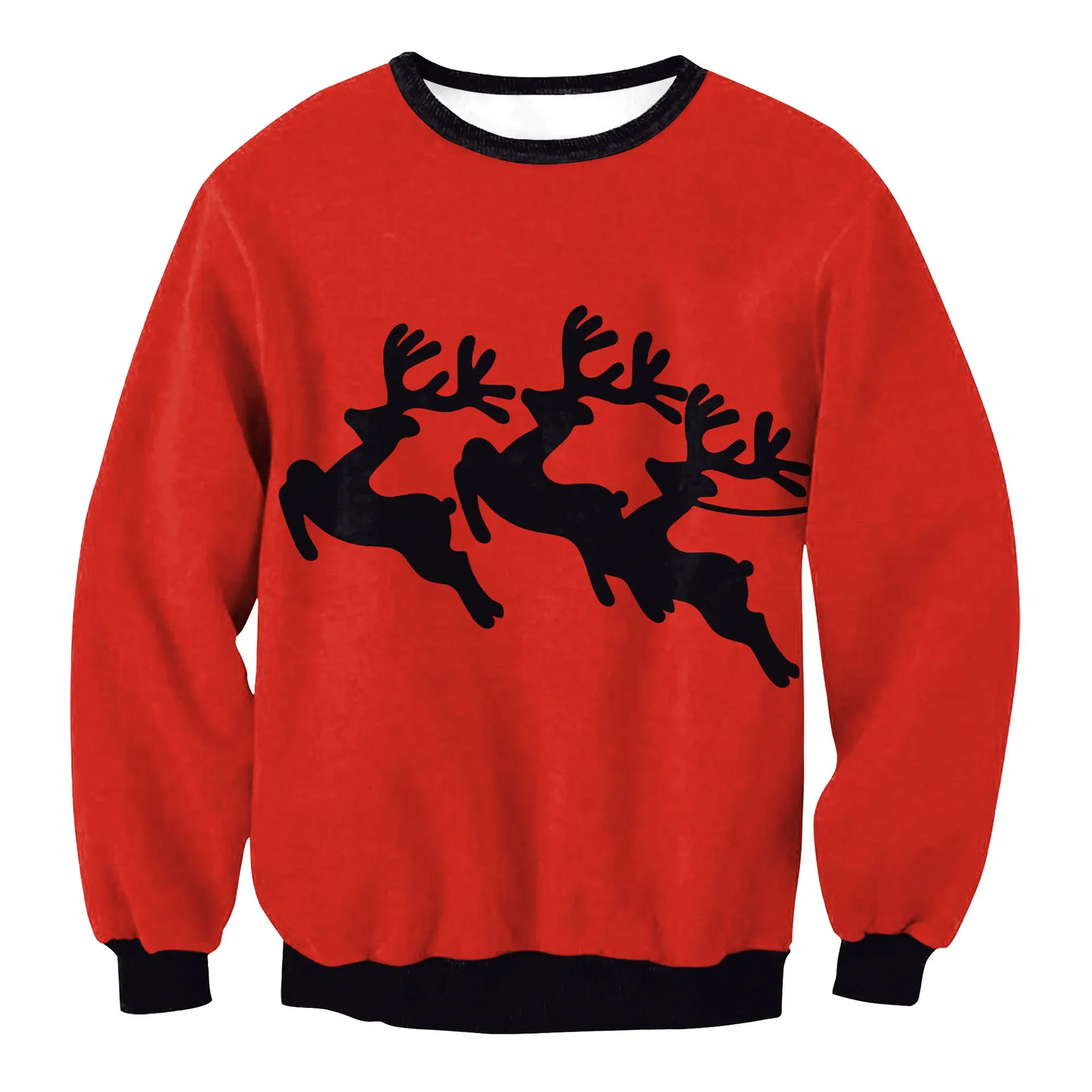 Ugly Christmas Sweatshirt for Women Men Oneck Winter Sweater Funny Couple Red Maxi Womens New Year 2024 Sueter Mujer Tops Pull