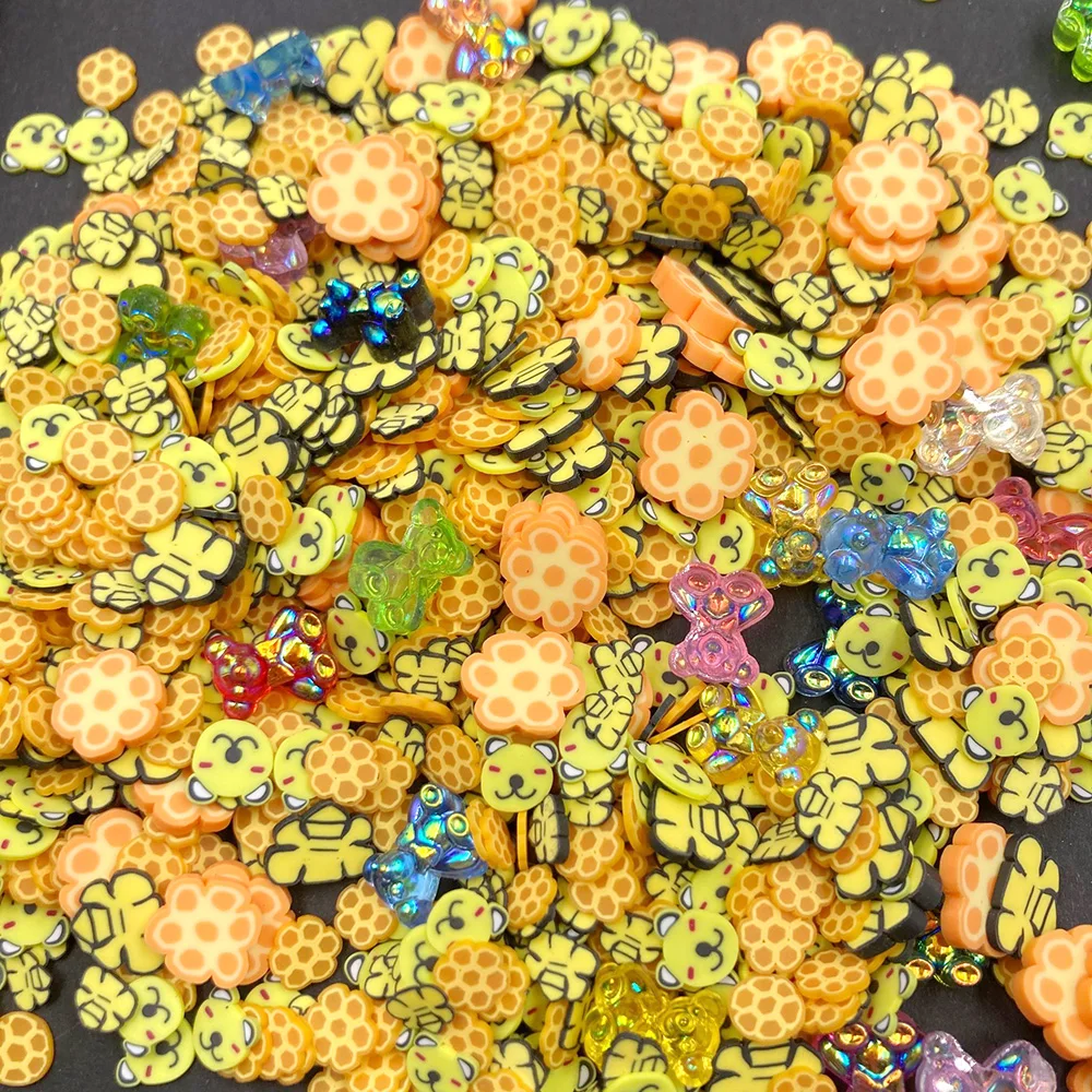 50g Mixed Honeycomb Bear Slices Polymer Hot Clay Sprinkles for Slimes Filler Tiny Cute Plastic Klei Accessories DIY Resin Crafts