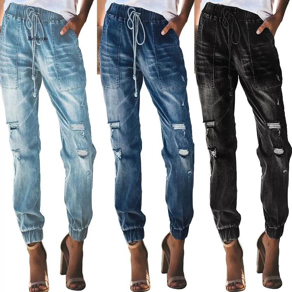 Mùa Hè 2022 Người Phụ Nữ Mới Lớn Quần Jeans Rách Thời Trang Hoang Dã Gợi Cảm Rời Quần Denim Hợp Thời Trang Bạn Trai Quần Jean