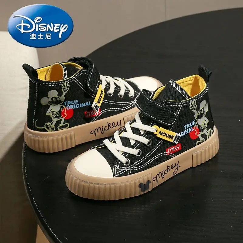 Mickey Cartoon Girls High-top Canvas Korean Version Of Casual Joker Children's Non-slip Soft Bottom Light woman Fashion Shoes