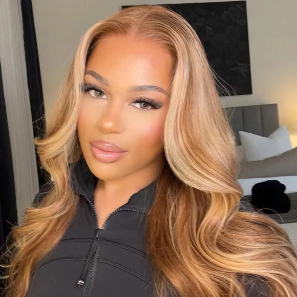 

40 46 Inch Highlight Body Wave 13x4 Lace Front Human Hair Colored Wig Brazilian Pre Plucked 13x6 HD Transparent Lace Frontal Wig 200% Density For Women