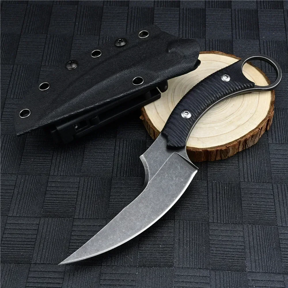 New D2 stainless steel camping tactical straight knife, outdoor mountaineering adventure knife, edc portable multi-purpose knife