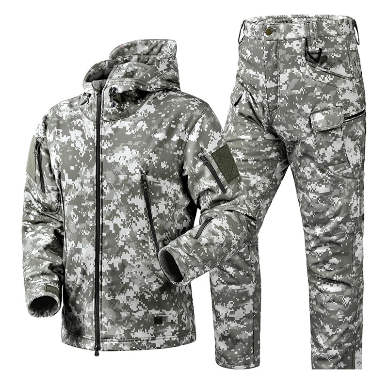 

Winter Men Mountain Ski Work Warm Sets Men Shark Skin Soft Shell Windbreaker Suit Mens Waterproof Hiking Sets Tracksuit Coats