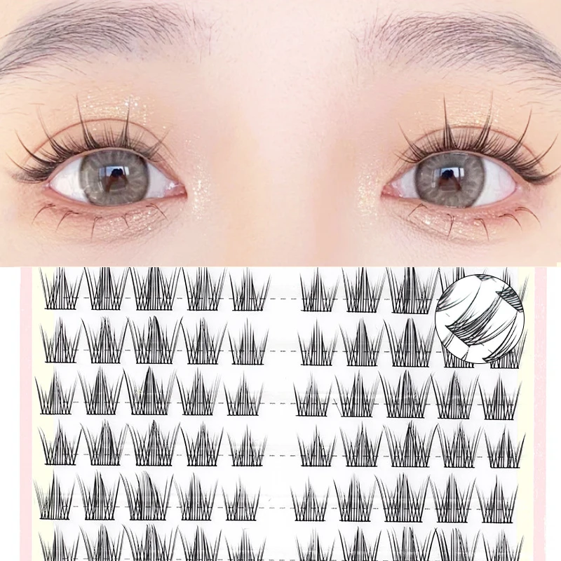 

High Capacity 100 Clusters Anime Lashes Sunshine Eyelashes Cosplay Wispy Dense Eyelash Clusters Handmade Manga Anime Lash