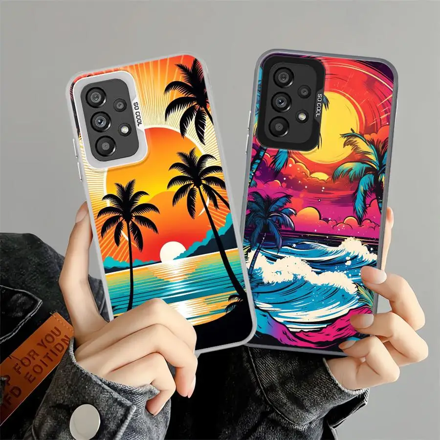 عودة غطاء الهاتف حقيبة لهاتف سامسونج غالاكسي A02 A03 A72 A06 A07 A71 A51 A52 A10 A20 A56 A04 A05 A54 A55 A30 A50 عطلة الغروب #1