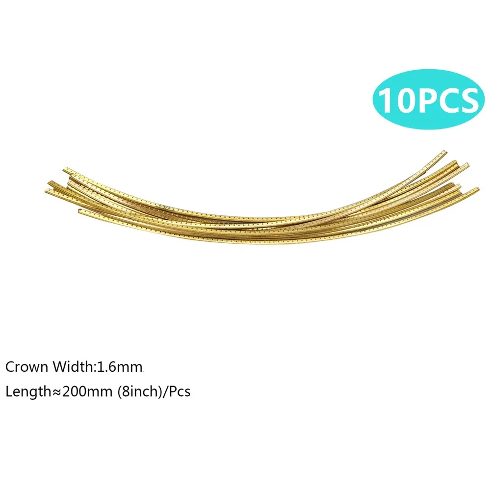 10Pcs Guitar Fingerboard Frets Wire 200mm Lengths 1.6 1.8 2.4 2.7mm Brass 8inch For Ukulele Banjos Repair Work Guitar Parts