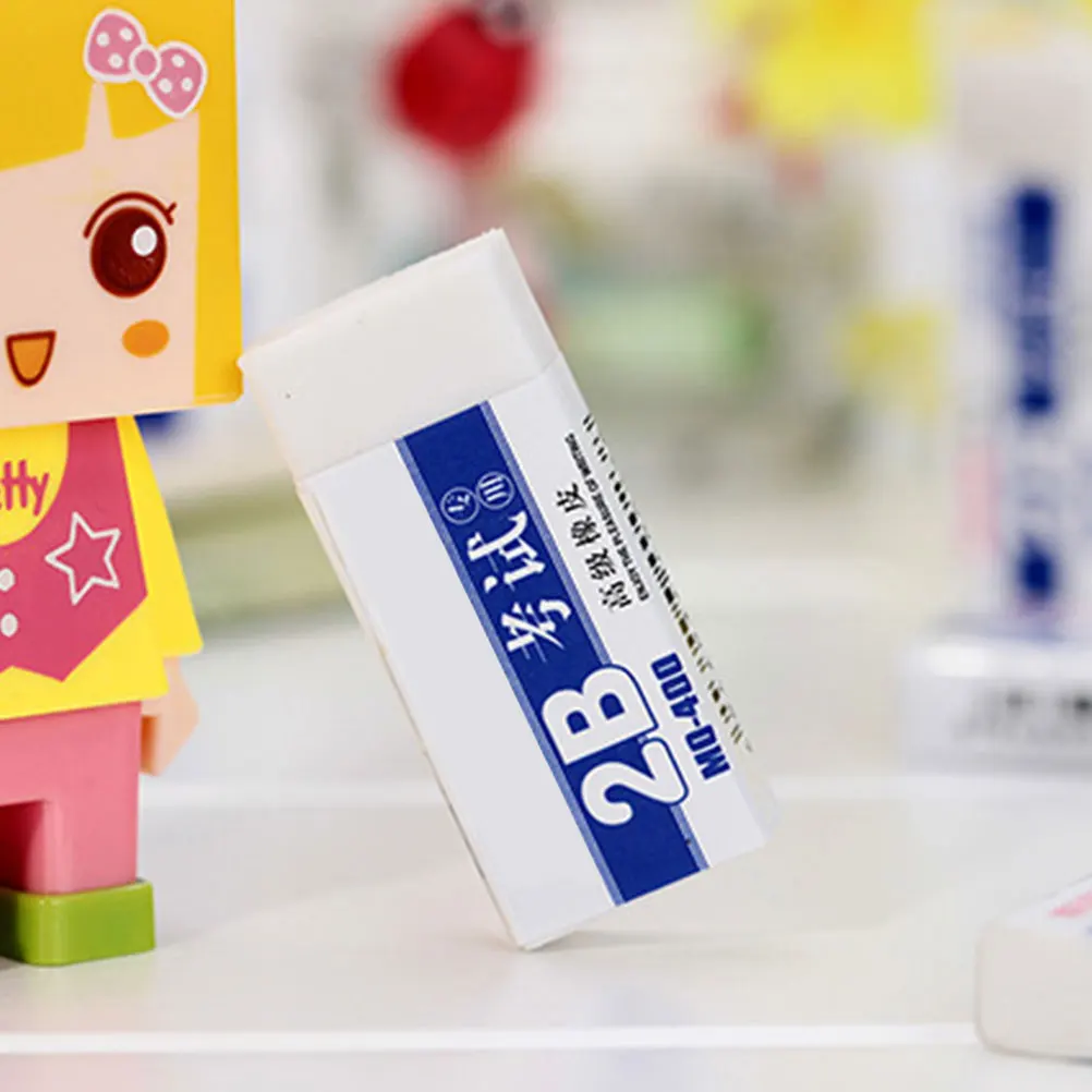 

10pcs 2B Exam Rubber Eraser Art Eraser Smooth Flexible No Trace Wipe School Office Supply Student Gift