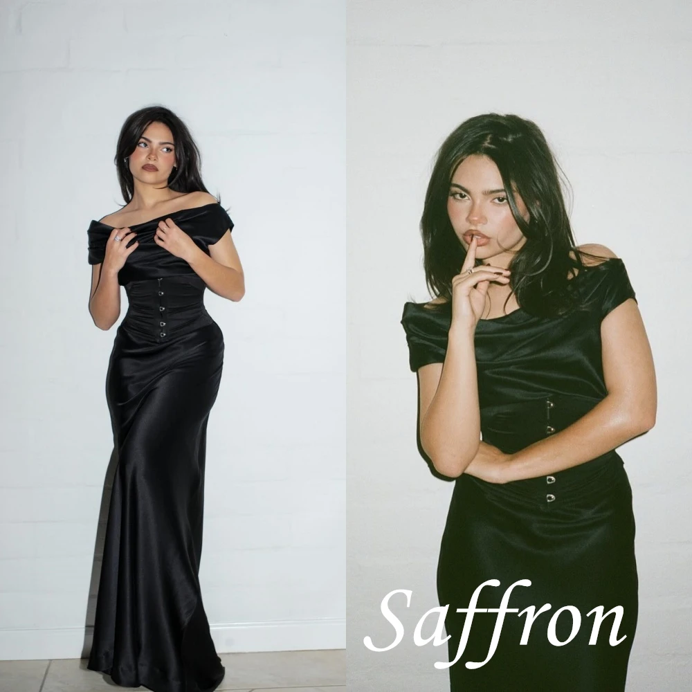 Customized Graceful Off the Shoulder Evening Dress Delicate Buttons Celebrity Gowns High Quality Satin Mermaid Party Dress