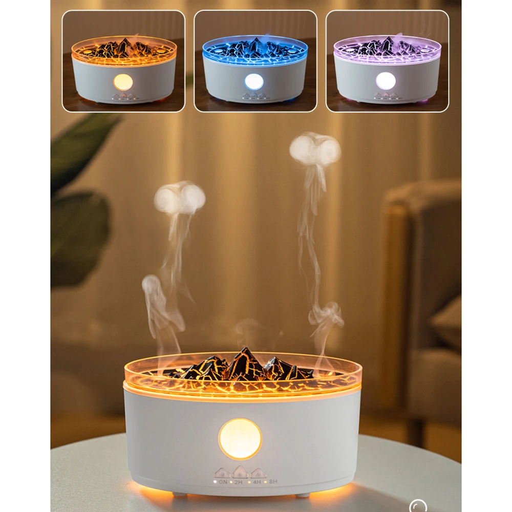 

300ML Aromatherapy Humidifiers Diffusers 3D Simulated Flame Air Humidifier Smoke Ring Spray Room Fragrance with Remote Control