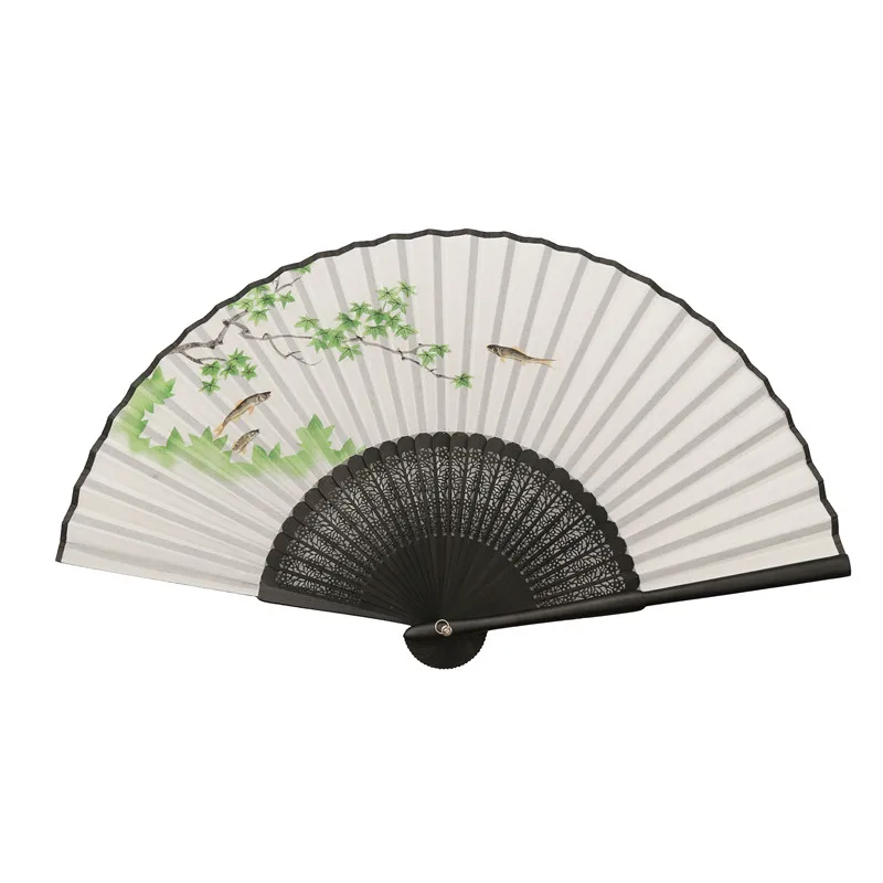 Wedding Folding Fan Original Bamboo Leaf Fan Hanfu Cheongsam Handmade Fan Portable Men's and Women's Outdoor Selfie Manual Fan