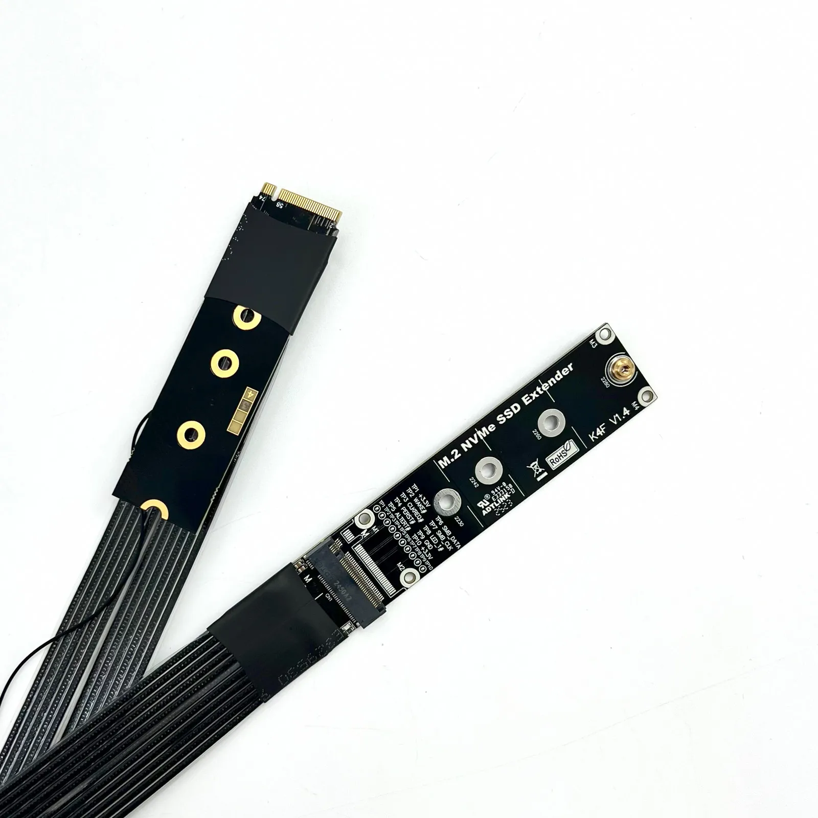 K44SH-BK PCIE 5.0 X4 Gen5 M.2 NVMe SSD Solid State Drive Riser Adapter M.2 M Key 128Gbps Extension Cable for M.2 22110 2280 SSDs