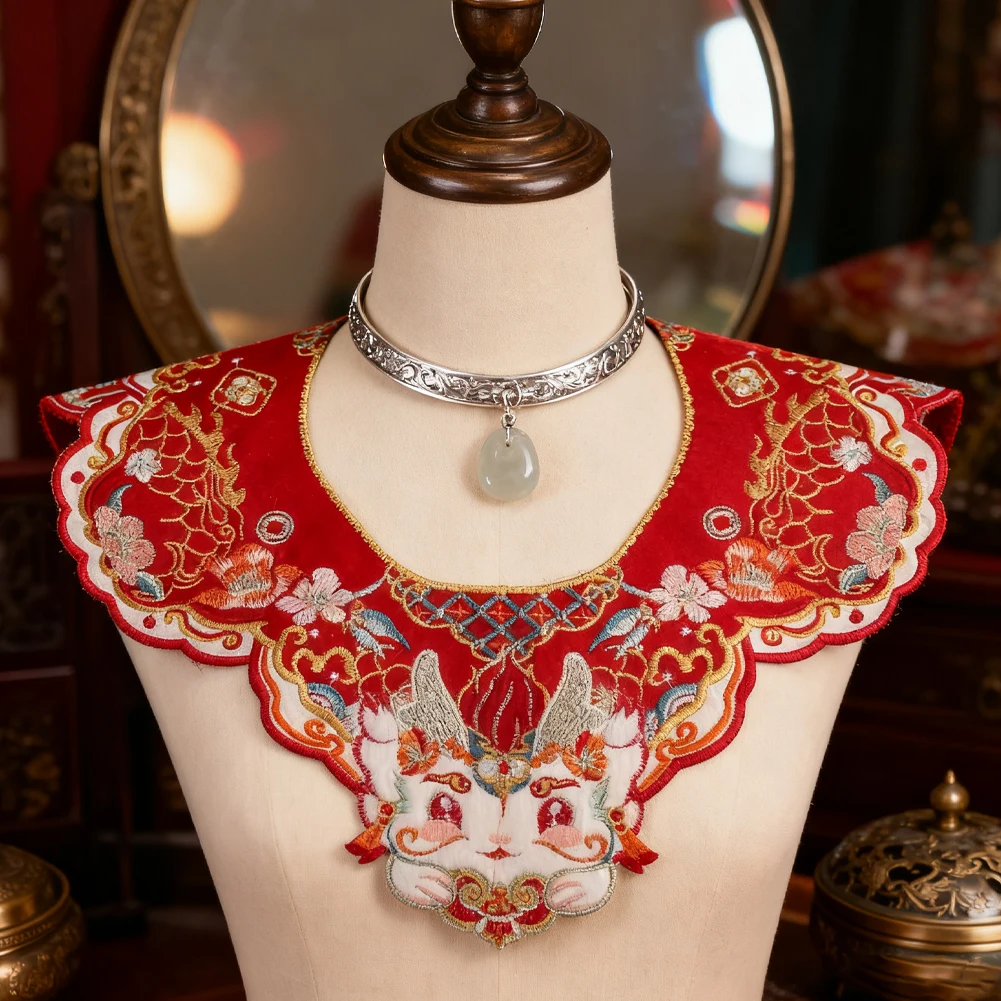 

Вышитая нашивка на воротник ханьфу в китайском стиле с рисунком льва, аппликация, декоративная ткань, вышивка на шею, свадебное шитье своими руками, ремесло