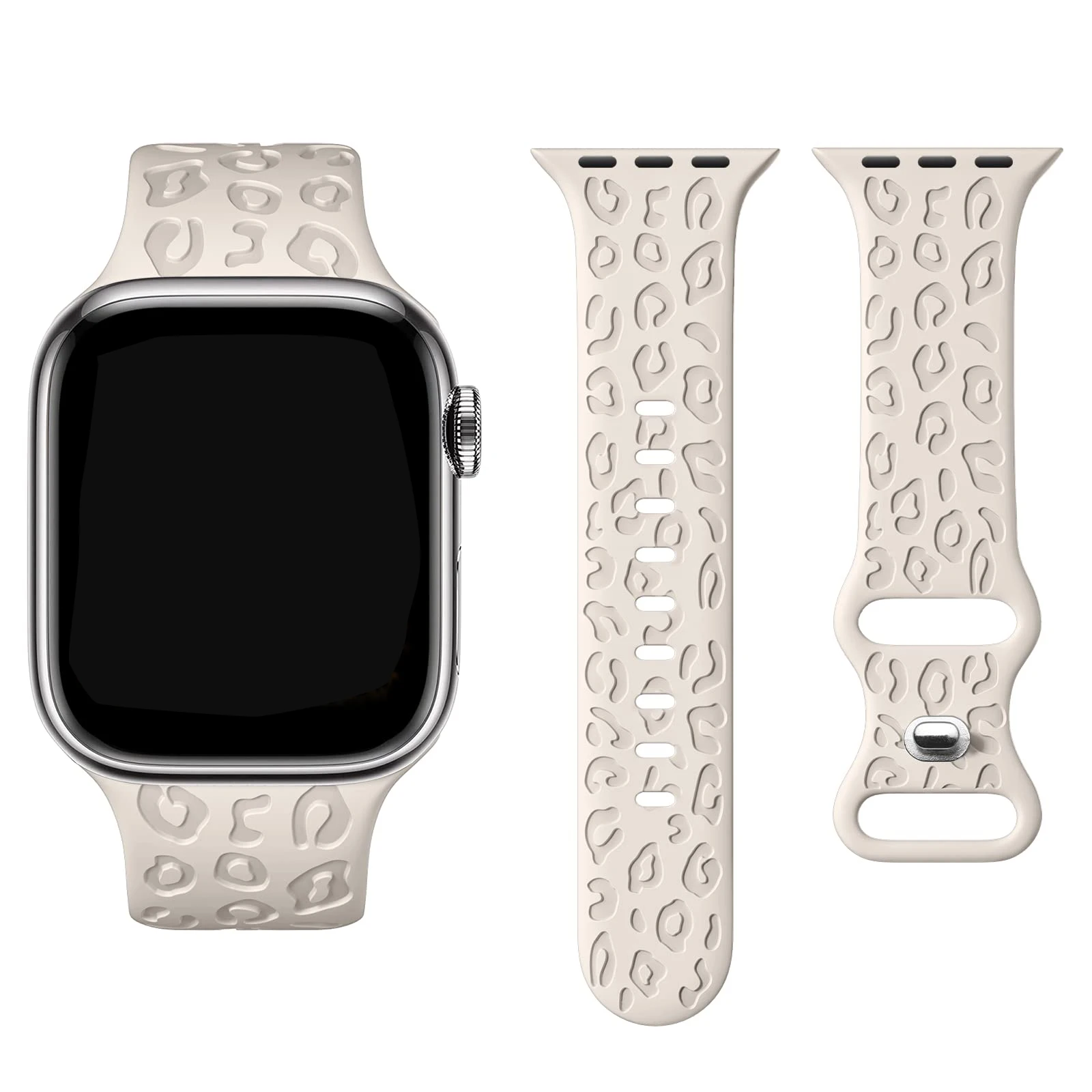Graviertes Leopardenarmband für Apple Watch Ultra 2 3 4, 49 mm, 44 mm, 40 mm, 45 mm, 38 mm, Silikonarmband, iWatch Series 10 11 12 9 8 SE – Detail 7