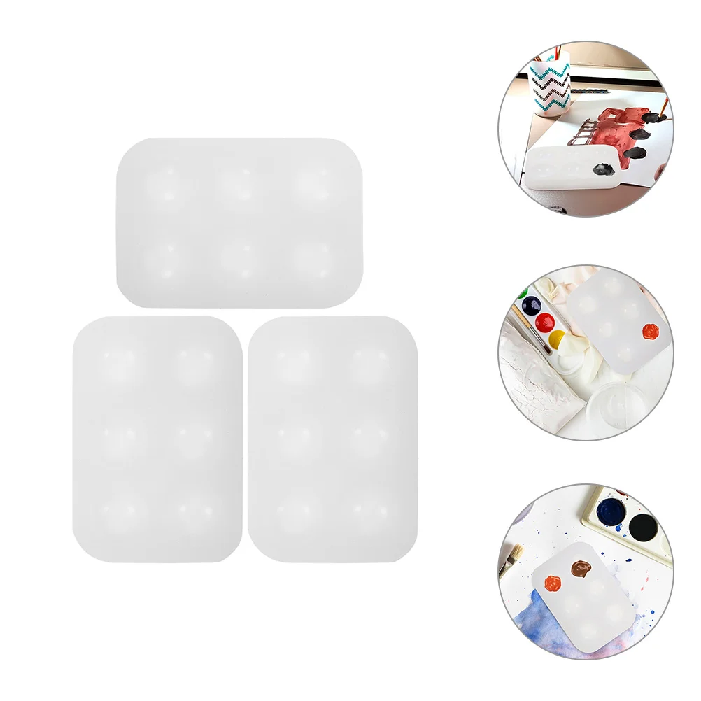 3 Pcs Silicone Color Palette Mixing Painting Mini Watercolor Empty Oil Plate Silica Gel Small Tray Palettes