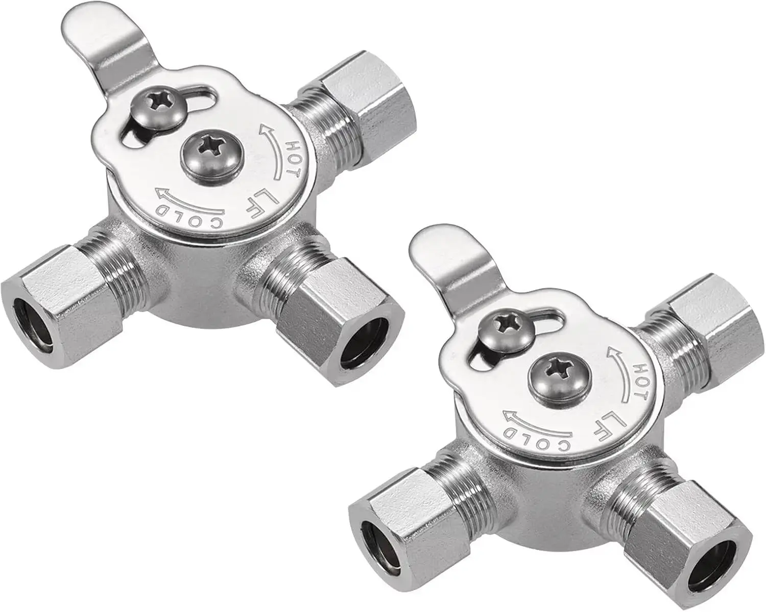 3/8 Inch Leads Frees Brass Below Deck Thermostatic Mixing Valve Precise Hot Cold Water Control Silver Compression Fittings Set