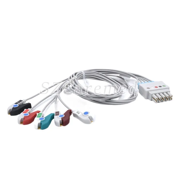 （Hot seller）Suitable for DATEXs ECG monitoring Repeated lead wire Split five-lead clamp snap-on AHA
