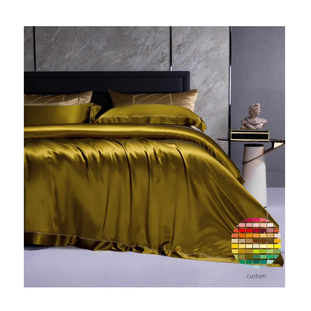 

2025 Luxury Bedding Four-Piece Reversible 100% Silk Comforter Set Modern Solid Color Wedding Flat Fitted Sheets Cool Summer