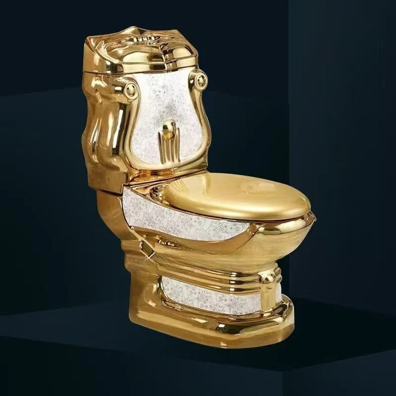 

Gold toilet electroplated ceramic super swirl type water-saving deodorant luxury toilet bathroom