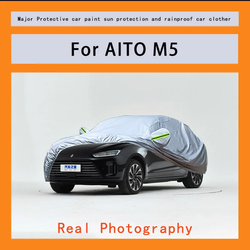 

﻿﻿For AITO M5 Car Covers Outdoor Waterproof Dustproof Sun Rain Snow Protection Thick Oxford Cloth Full Outer Cover