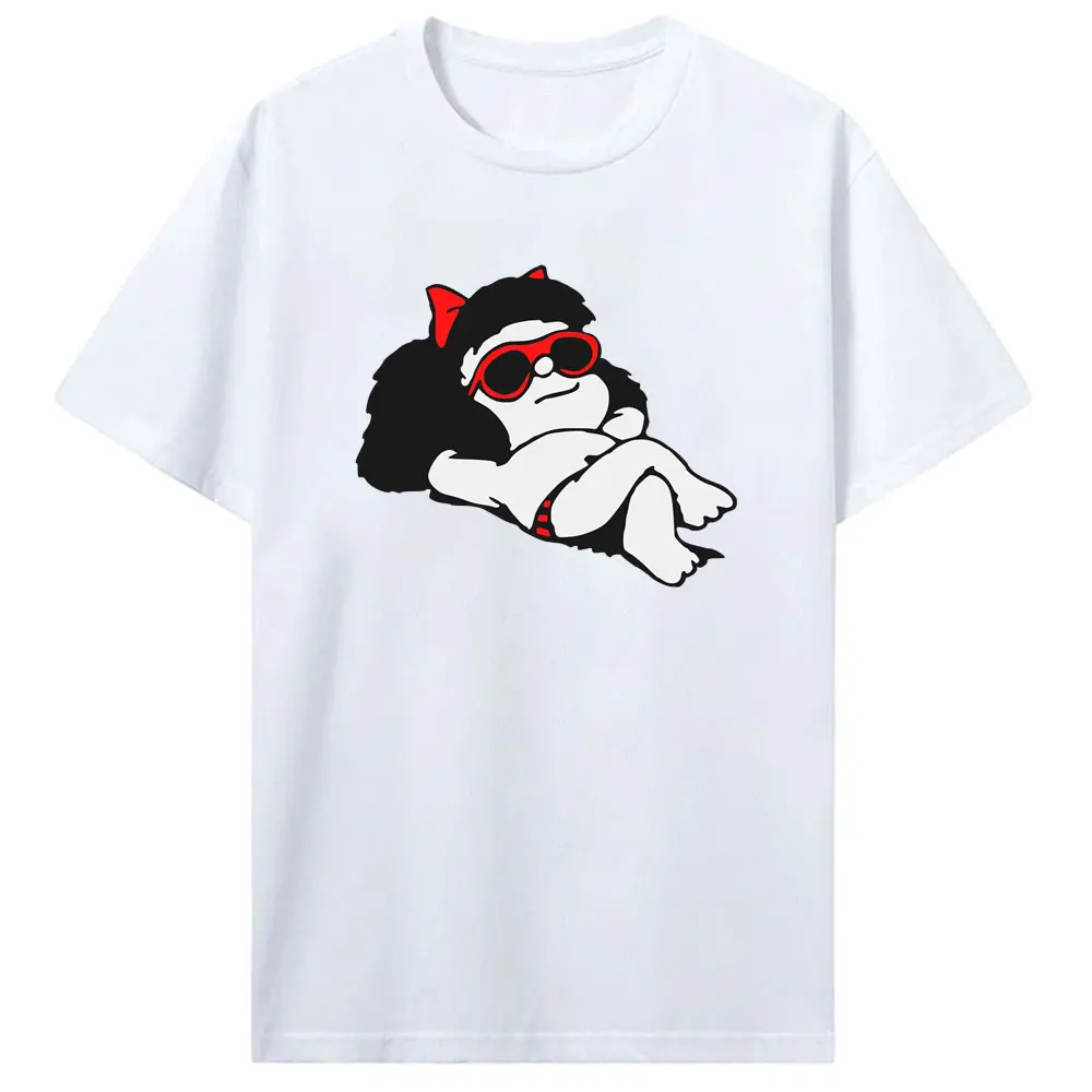 Mafalda Print Women Harajuku Comic Ulzzang Cartoon Kawaii Casual Korean Style Blouse Top Funny Shirt Cotton Clothing Streetwear