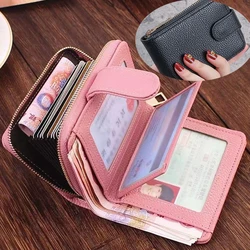 Credit ID Card Holder Slim Fashion Leather Small Wallet with Coin Pocket Women's Tower Buckle Money Bag Case Men Business Purse