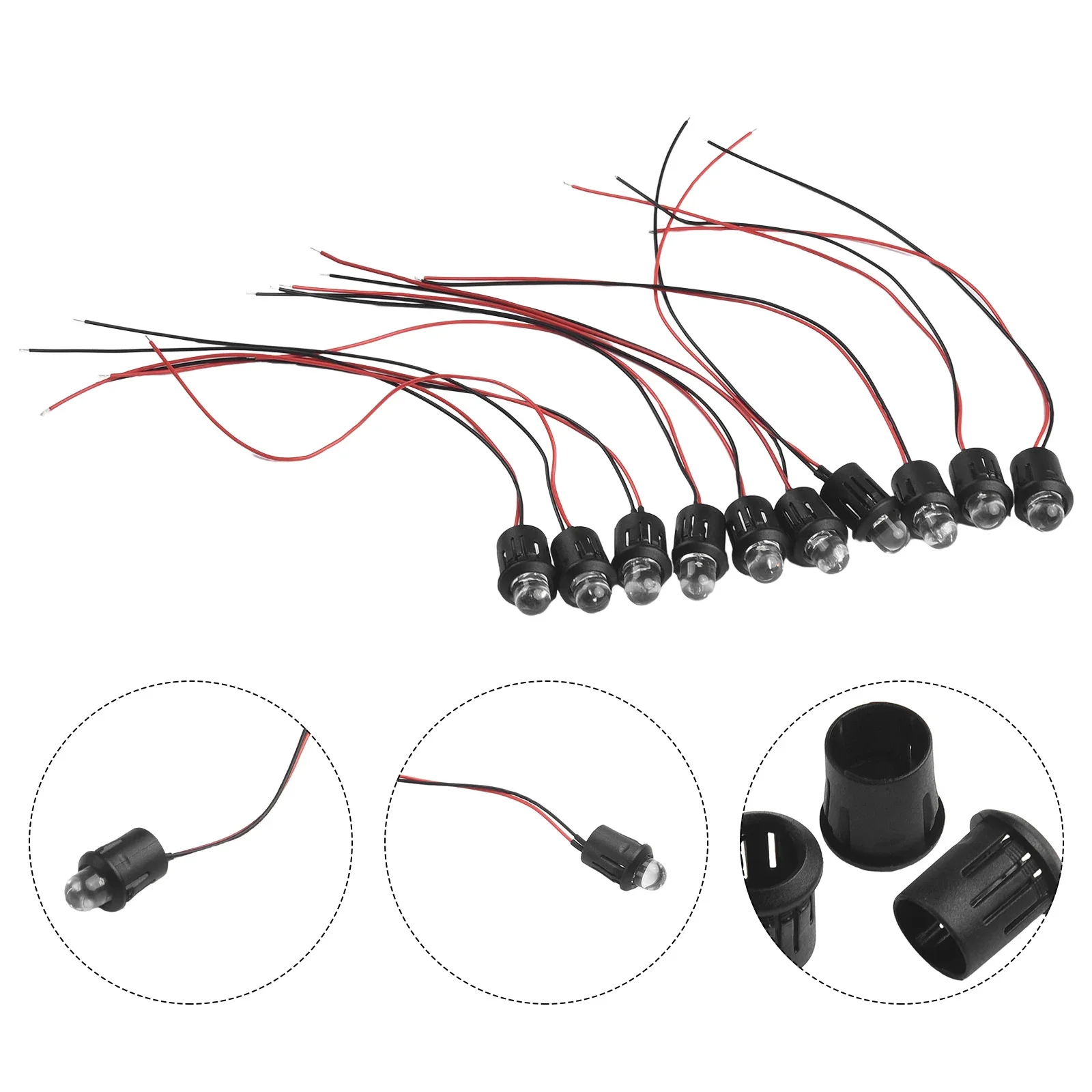 10Pcs 12V Pre-Wired Constant LED Ultras Clear Bulb Cable Prewired Led Lamp RGB LED Night Light 10mm DIY Home Garden Party Decor