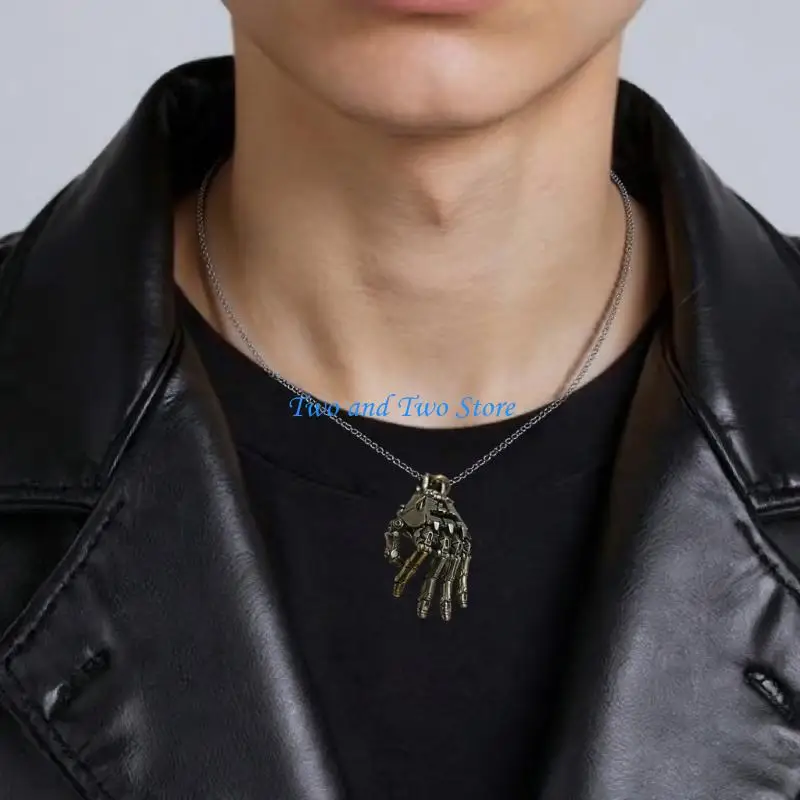 

HX6F Futuristic Bionic Arm Copper Necklace Handcrafted Jewelry Gift for Men Women