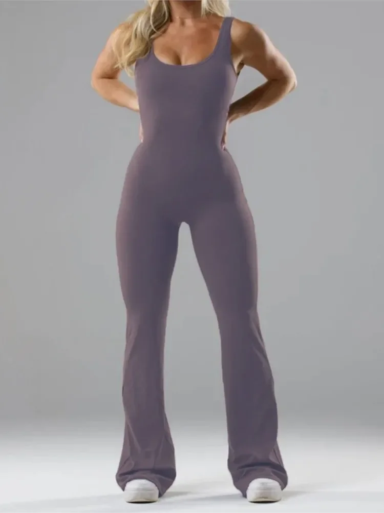 Yoga Full Jumpsuit Women Summer Backless Sleeveless Fitness Rompers Sportswear Workout Bodysuits Casual Overalls Flare Pants