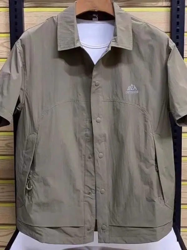 

Summer New Faionable Loose Men's ort Sve irt Casual Workwear Turn-down Collar f Sve irt Quali Youth Trendy...