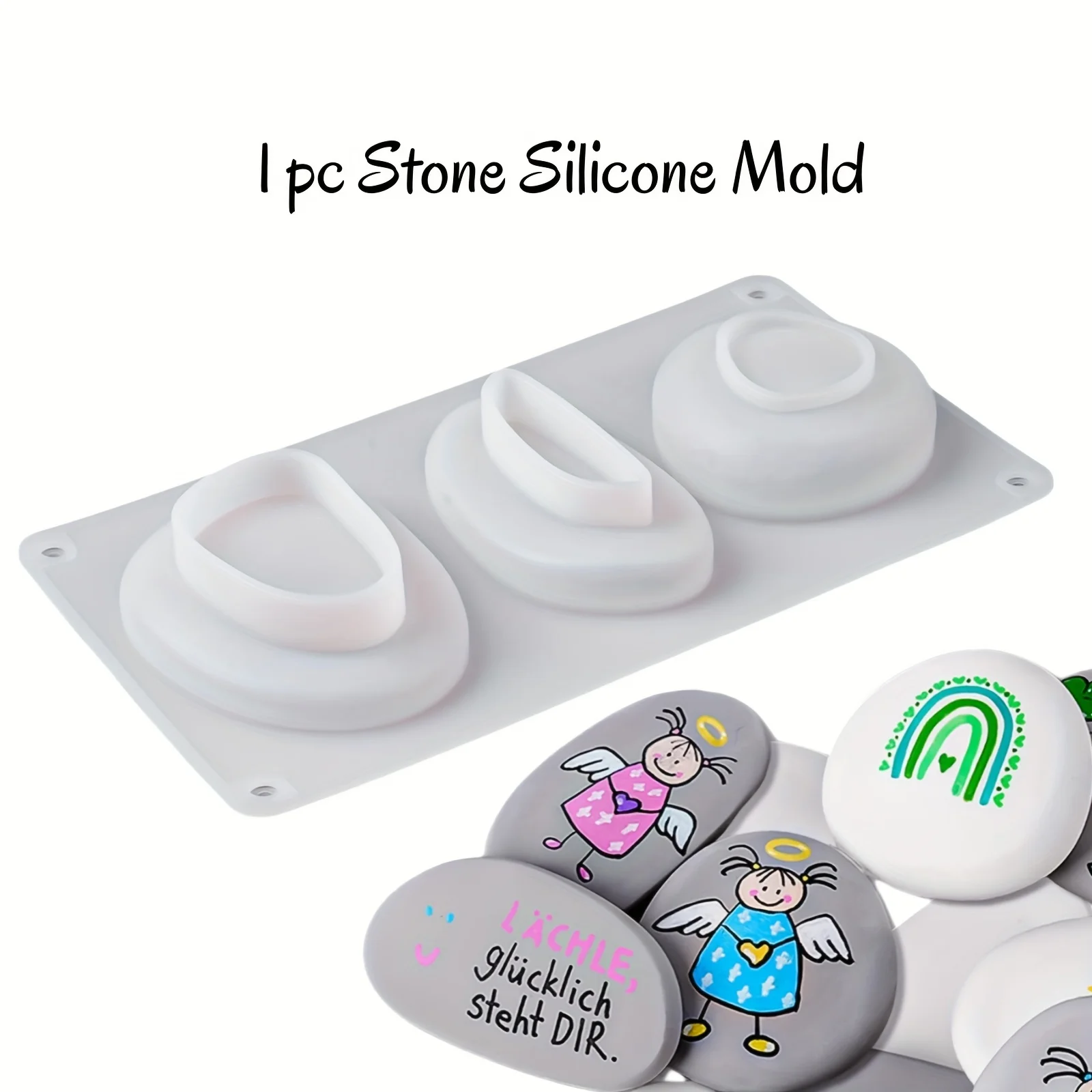 3-Cavity Stone Shape Silicone Mold | For Efficient DIY Resin Casting & Plaster Ornament Making