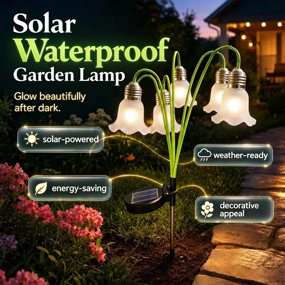 Bellflower Flower Flowers Solar Garden Light Realistic Flexible Stems Solar Artificial Flower Light Decorative Auto on Off
