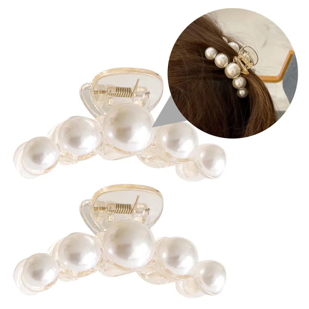 

2Pcs Pearl Hair Clips Smooth Creative Barrette for Daily Wearing Party Women Hair Accessories Hairpin Creative Barrette