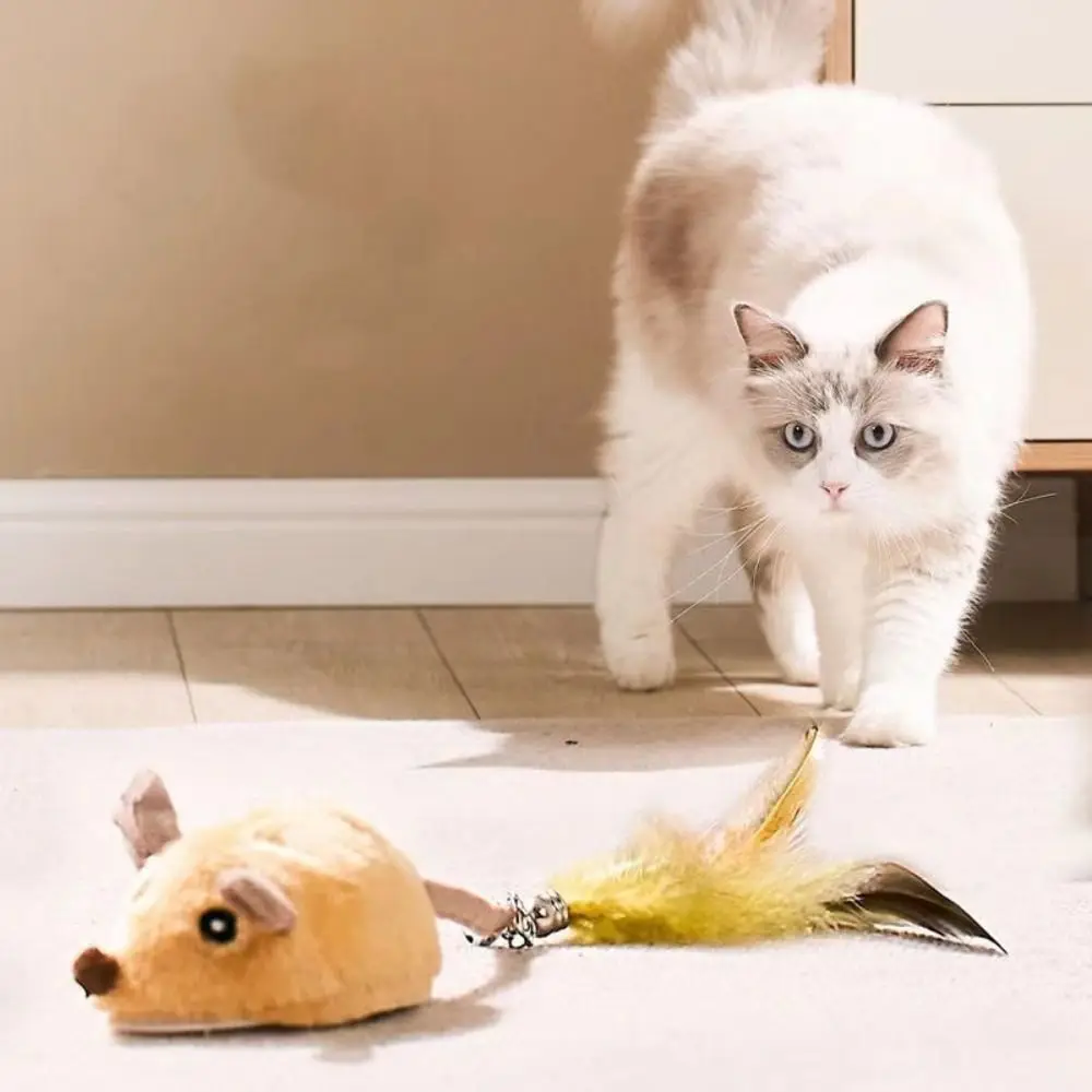 

LED Light Automatic Sensing Moving Mouse Steerable Sound Interactive Cat Toys Wear-resistant Realistic USB Rechargeable Pet