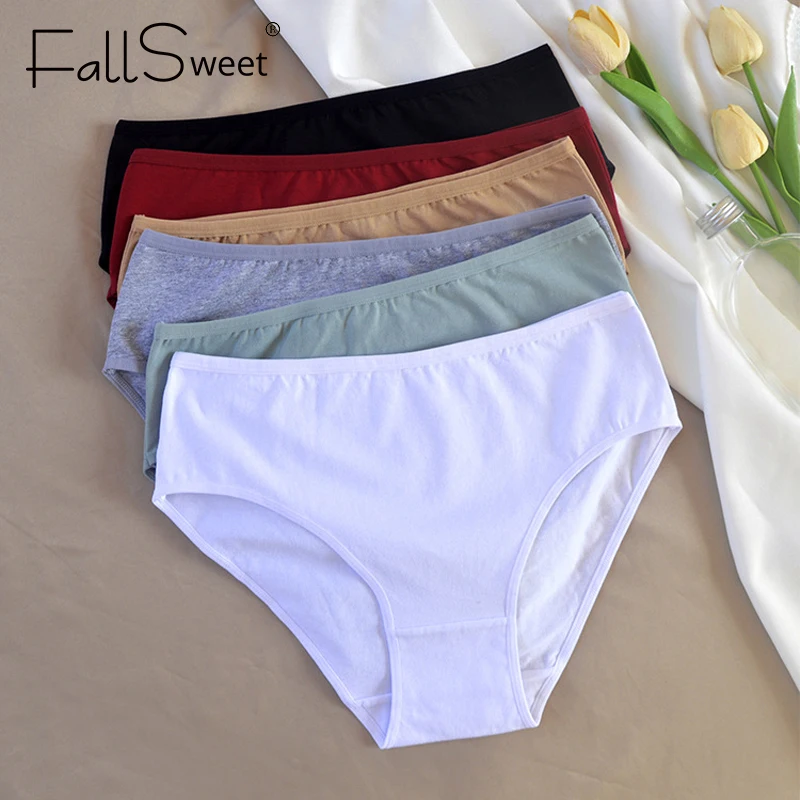 

FallSweet 2Pcs/Set Women's Panties Cotton Briefs Female Underwear Solid Color Ladies Underpanties Intimate Panty Sexy Lingerie