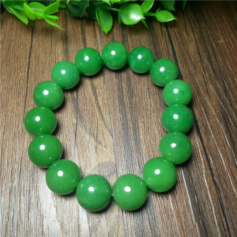 Supply Burma JadeFull Green 14mm round Yang Lvzhu Scattered Beads Bracelet Necklace Accessories