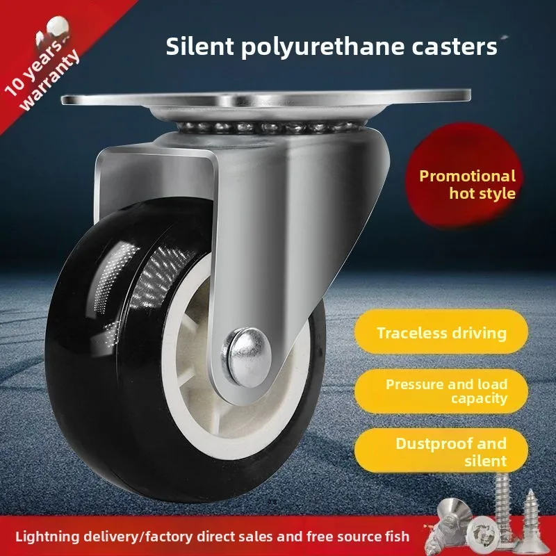 4PCS Rodas Giratórias Silenciosas 1-3 polegadas Rodízio Universal para Móveis Roda de Borracha Macia Universal para Móveis com Freio