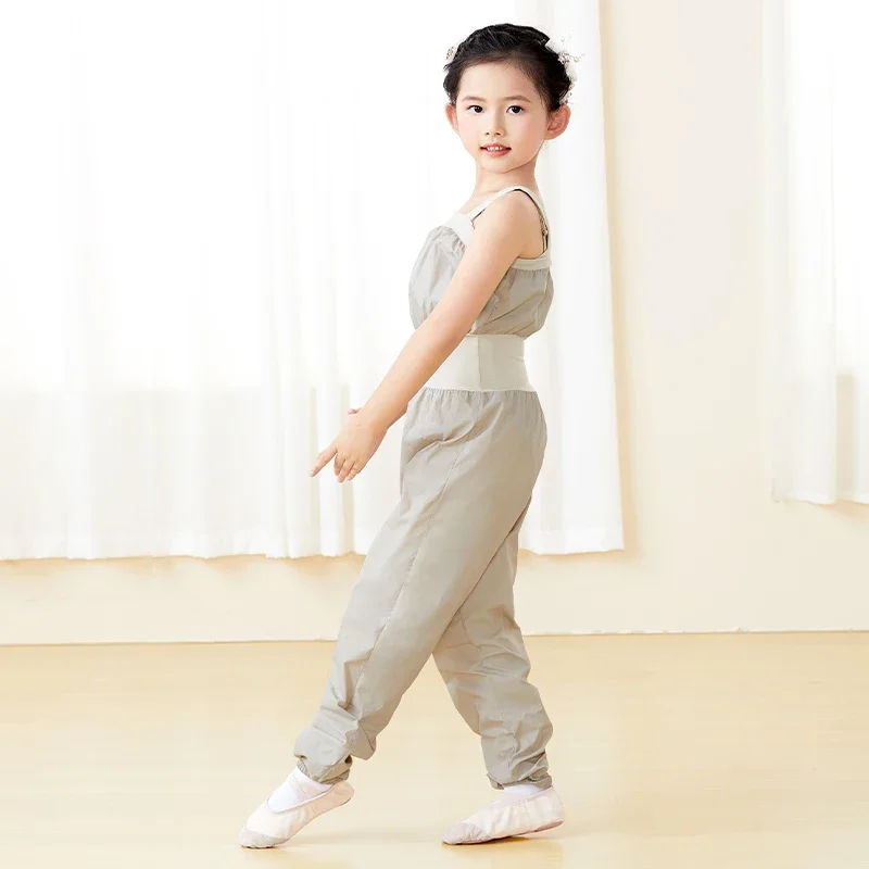 Vêtements de Ballet pour enfants, barboteuse décontractée sans manches, salopette d'automne, pantalon sarouel, Corset Long, combishort de perte de poids pour filles
