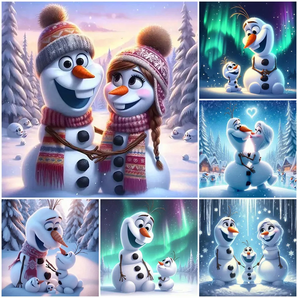 Disney Cartoon 5D Diamond Painting Olaf Frozen Full Drill Mosaic Winter Snowman Diamonds Embroidery Home Decor Christmas Gift