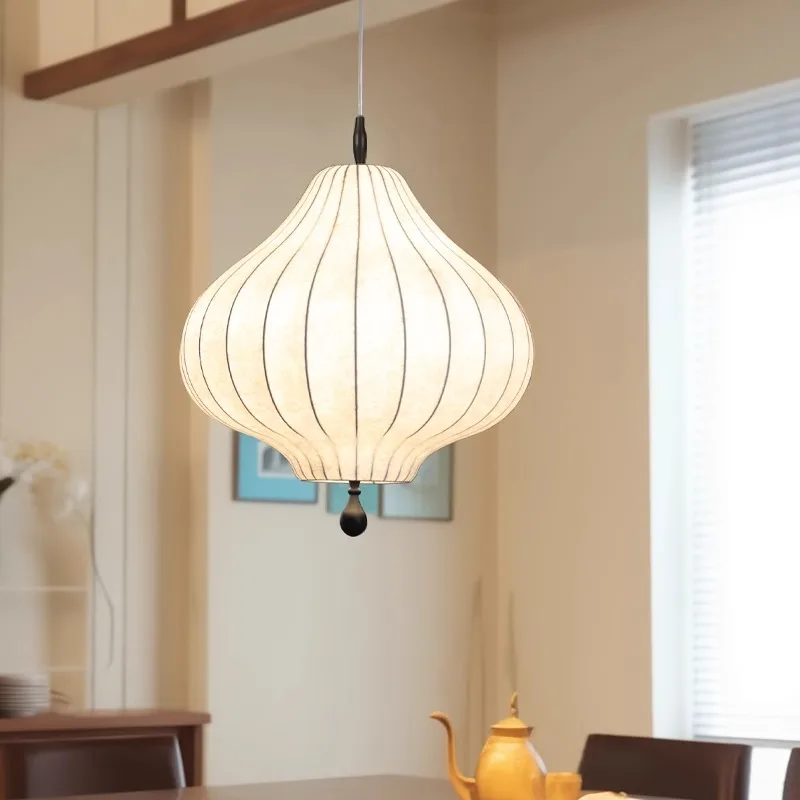 

Japanese Wabi-Sabi Silk Lantern Chandelier Medieval Retro Living Dining Room Pendant Lights Home Lighting Bedroom Hanging Lamp